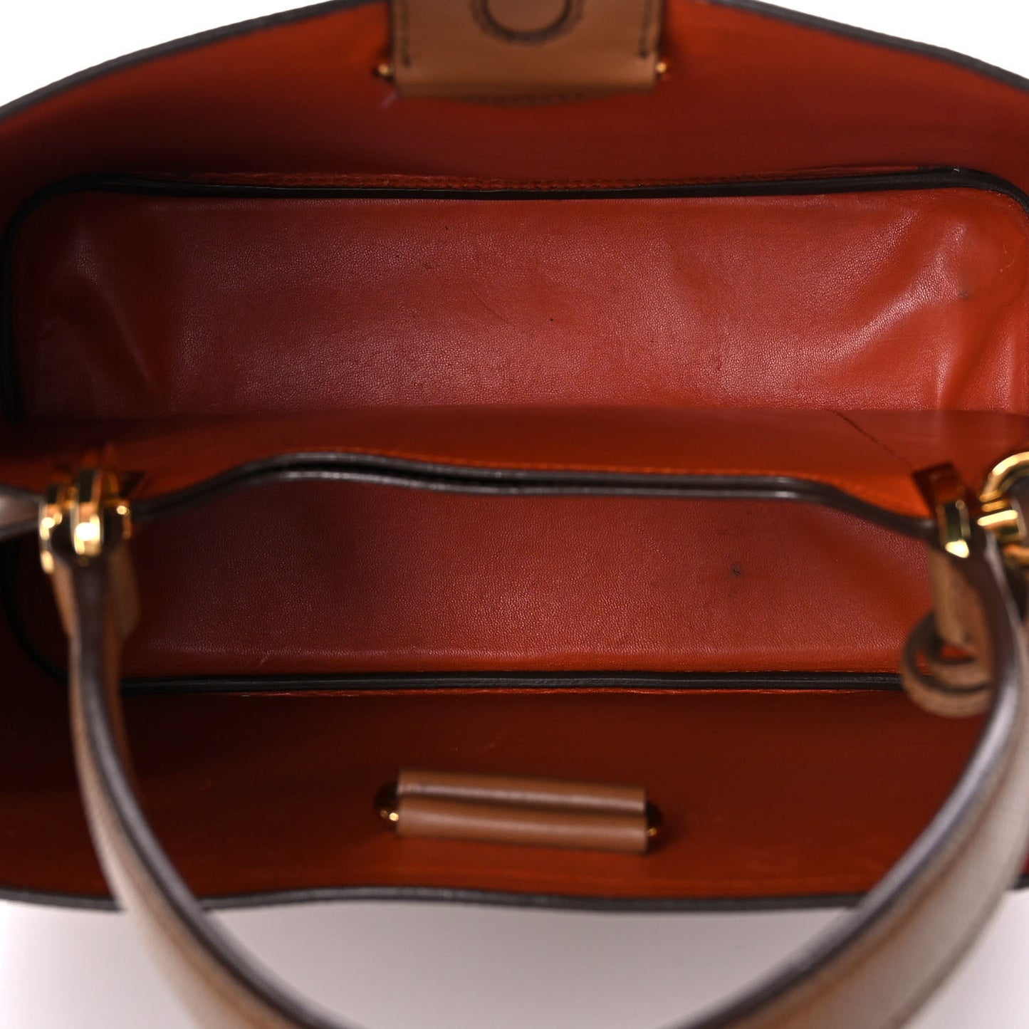 Saffiano Cuir Medium Panier Bucket Bag Caramel Papaya