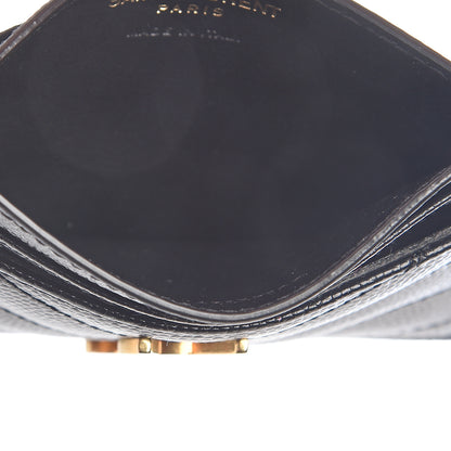 Saint Laurent Grain De Poudre Matelasse Chevron Monogram Credit Card Case Black 4 of 6