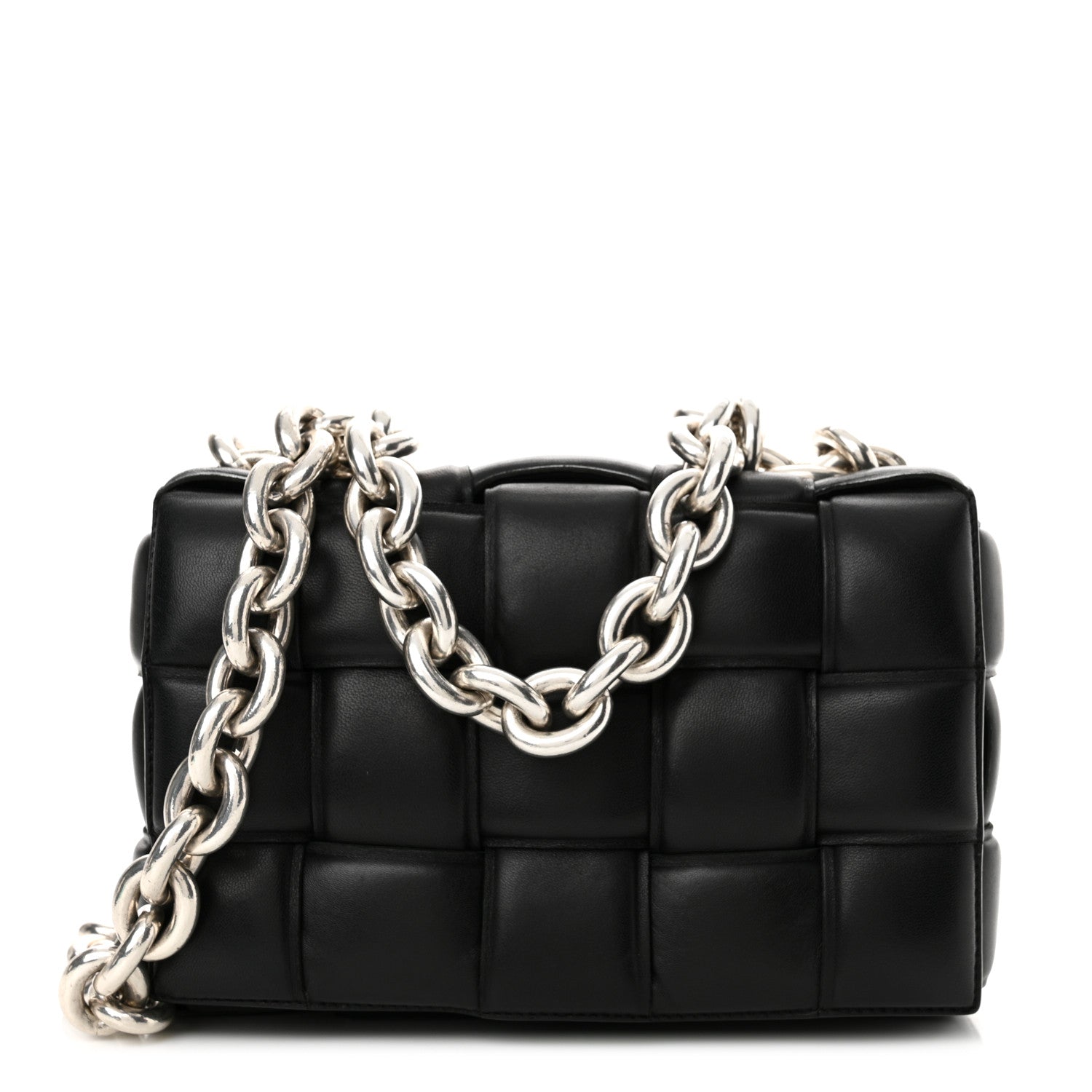 Bottega Veneta Lambskin Maxi Intreccio Padded Chain Cassette Crossbody Bag Black 1 of 13