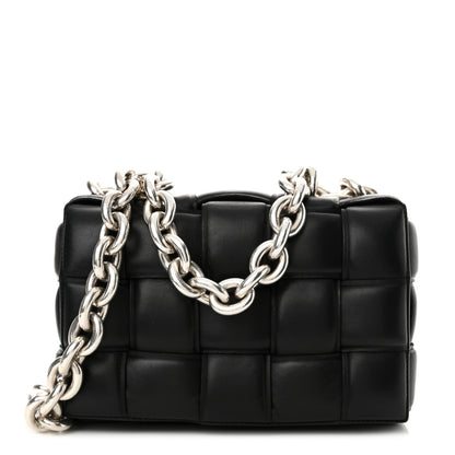 Bottega Veneta Lambskin Maxi Intreccio Padded Chain Cassette Crossbody Bag Black 1 of 13