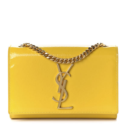 Saint Laurent Patent Small Classic Monogram Kate Satchel Yellow 1 of 17