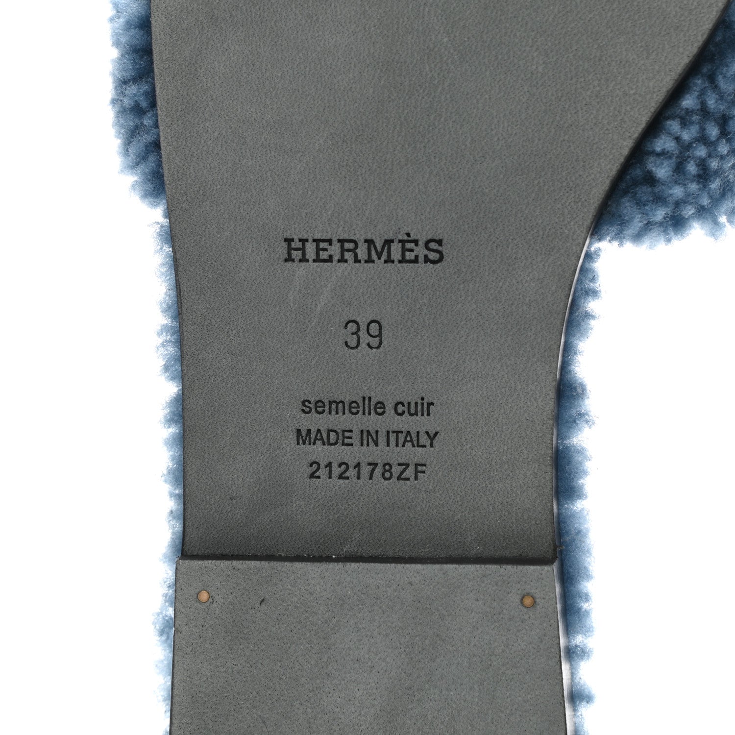 Hermes Woolskin Oran Sandals 39 Bleu 7 of 8