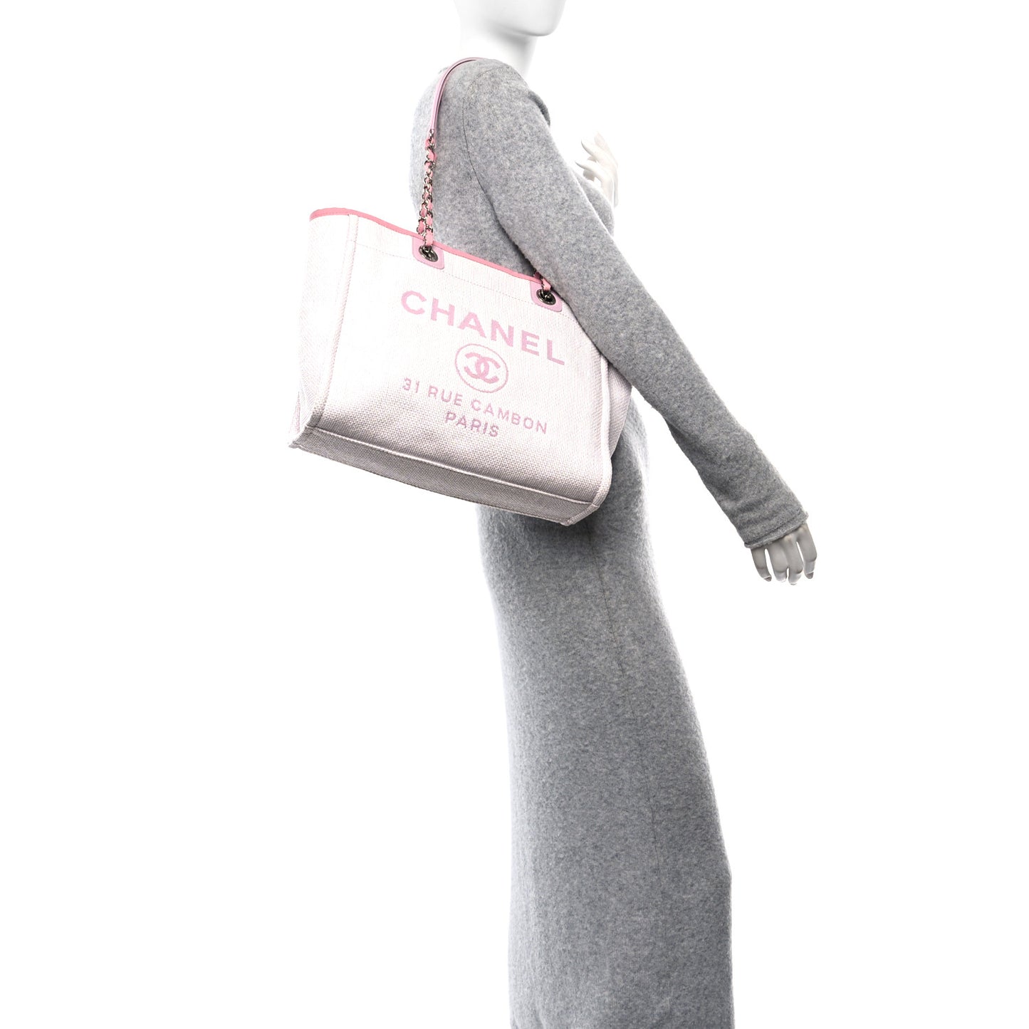 Woven Straw Raffia Small Deauville Tote Pink
