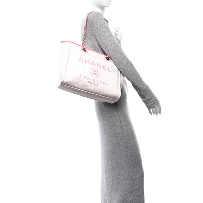 Chanel Woven Straw Raffia Small Deauville Tote Pink 2 of 10