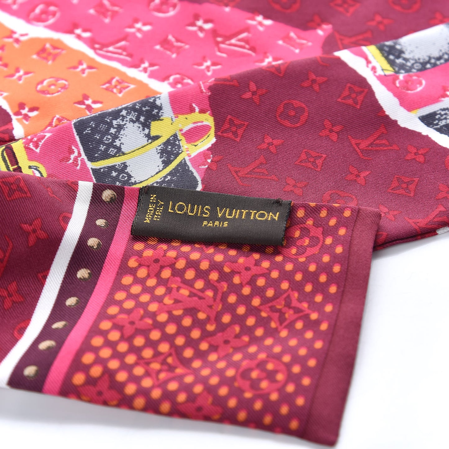 Silk Monogram Wallpaper Bandeau Burgundy