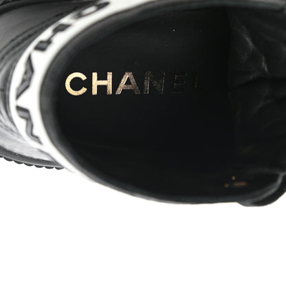 Chanel Aged Calfskin Lace Up Cap Toe Sneakers 36 Black White 7 of 9