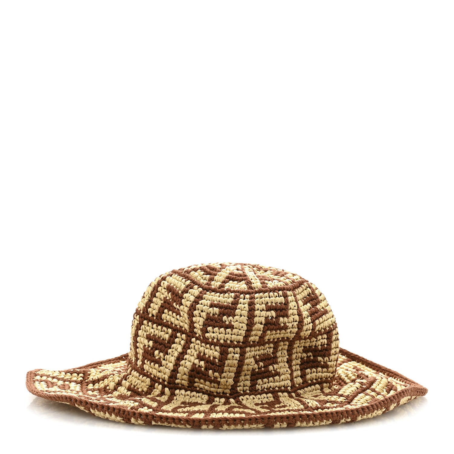 Fendi Cotton Viscose FF Woven Bucket Hat M Brown 4 of 9