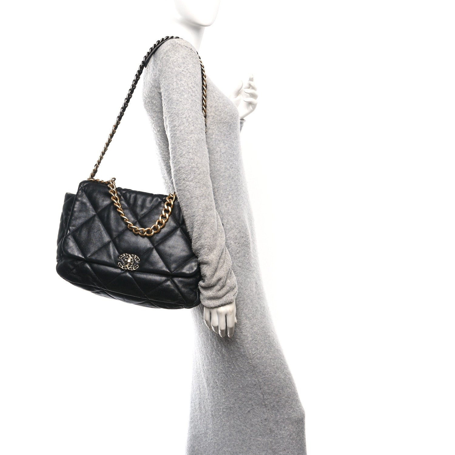 Chanel Lambskin Quilted Maxi Chanel 19 Flap Black 2 of 10