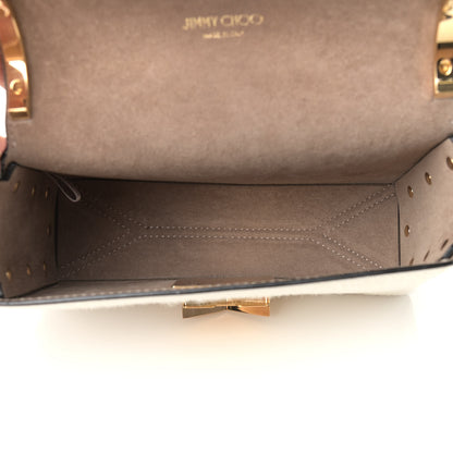 Jimmy Choo Calf Hair Mirror Embellished Lockett Petite Shoulder Bag White 5 of 10