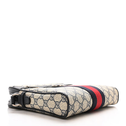 Gucci GG Supreme Monogram Textured Dollar Calfskin Web Small Ophidia Messenger Bag Beige Blue 4 of 10