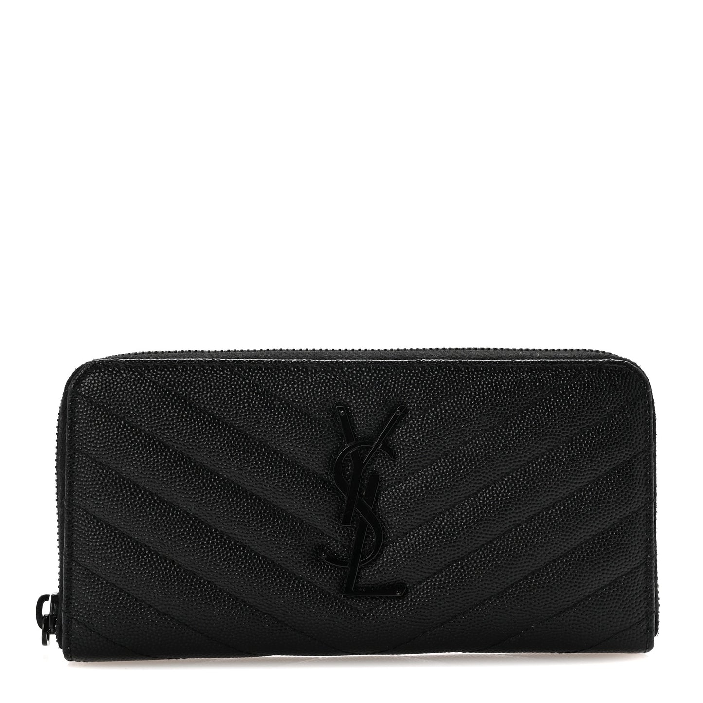 Grain De Poudre Matelasse Chevron Monogram Monochrome Zip Around Wallet Black