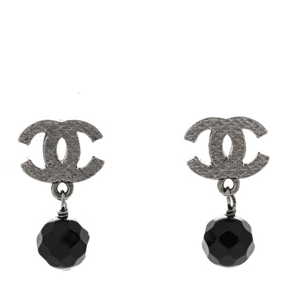 Chanel Ruthenium Bead CC Drop Earrings Black 1 of 5