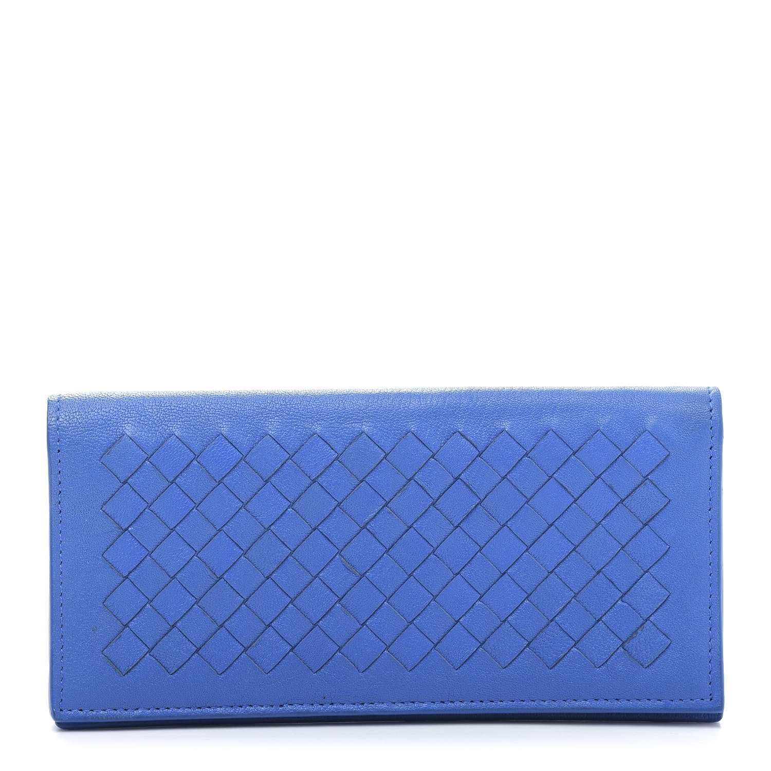 Bottega Veneta Nappa Intrecciato Long Bi-Fold Wallet Signal Blue 1 of 12