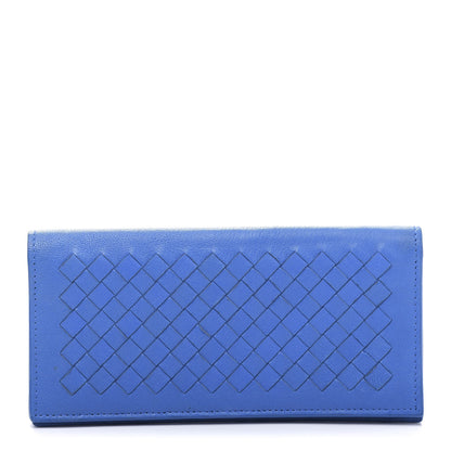 Bottega Veneta Nappa Intrecciato Long Bi-Fold Wallet Signal Blue 1 of 12
