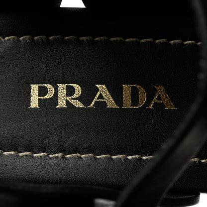 Prada Calfskin Platform Slingback Sandals 37 Black 6 of 12