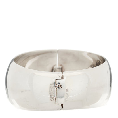 Chanel Sterling Silver Wide Logo Cuff Bracelet 2 of 3