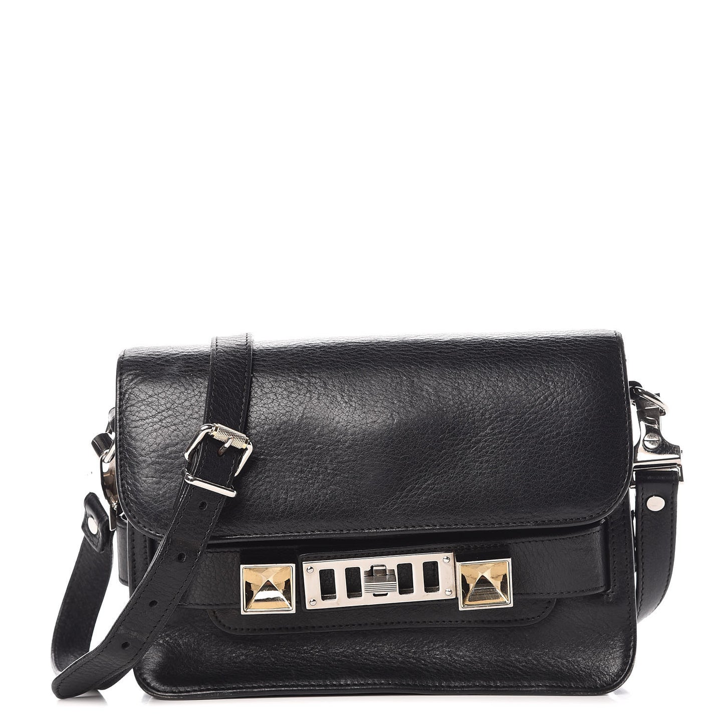 Textured Calfskin Mini PS11 Classic Shoulder Bag Black