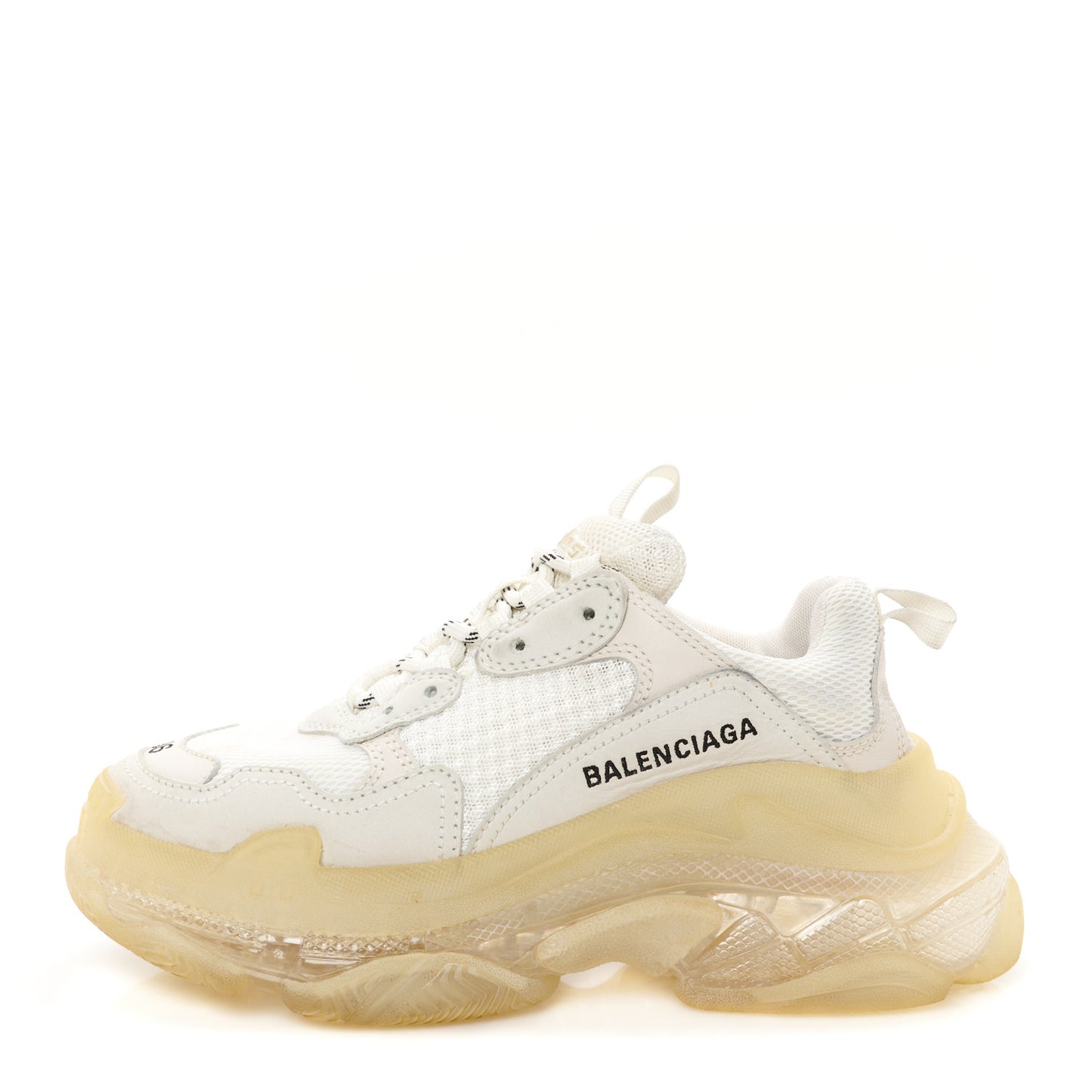 Fabric Mesh Clear Sole Womens Triple S Sneakers 36 White