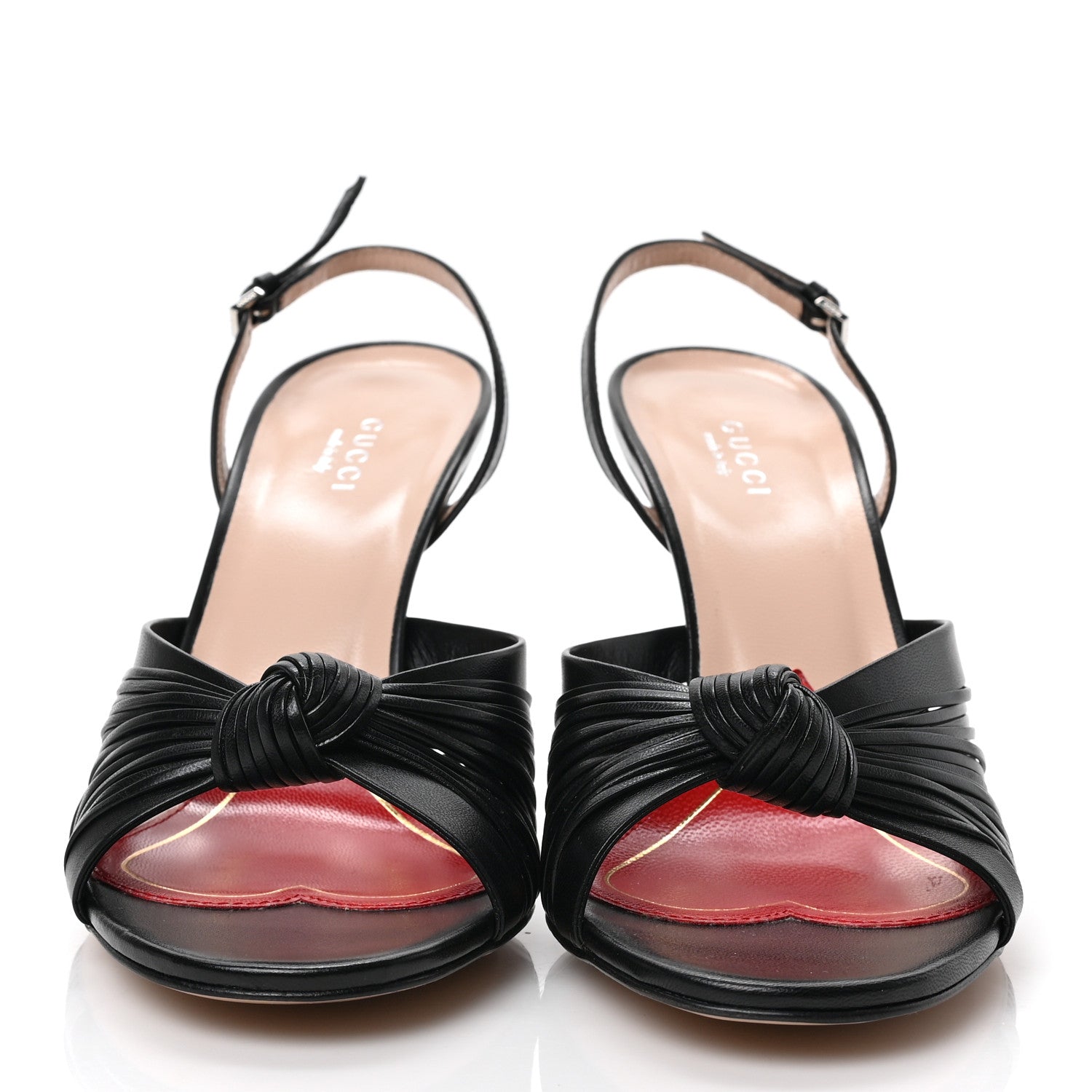 Gucci Nappa Crawford Knot Slingback Slide Sandals 38 Black 2 of 7