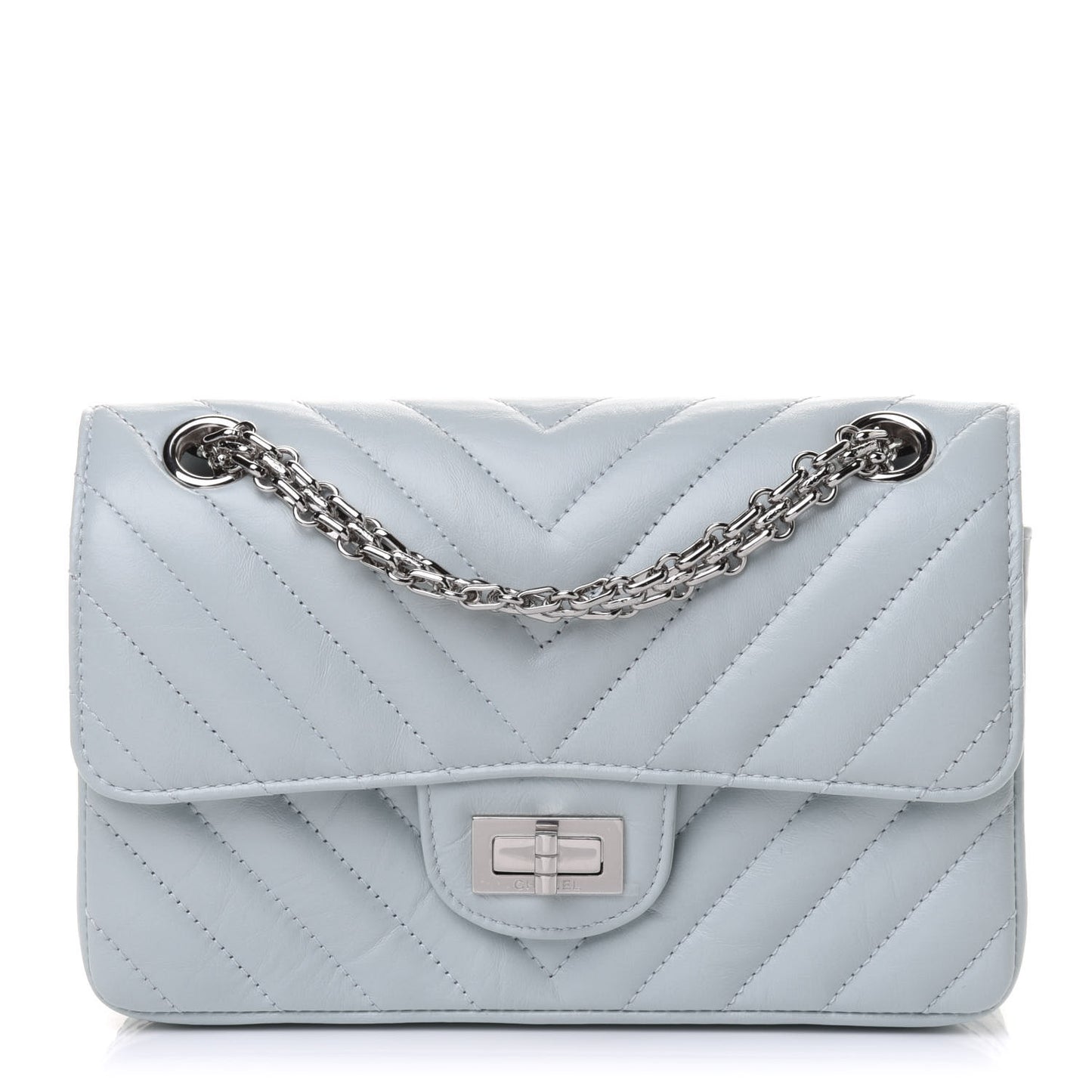Aged Calfskin Chevron Quilted 2.55 Reissue Mini Flap Light Blue