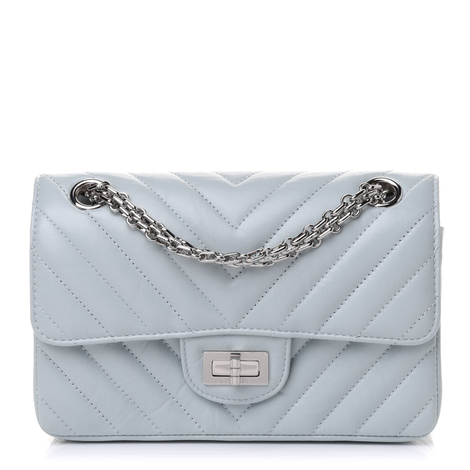 Chanel Aged Calfskin Chevron Quilted 2.55 Reissue Mini Flap Light Blue 1 of 12