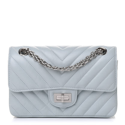 Chanel Aged Calfskin Chevron Quilted 2.55 Reissue Mini Flap Light Blue 1 of 12