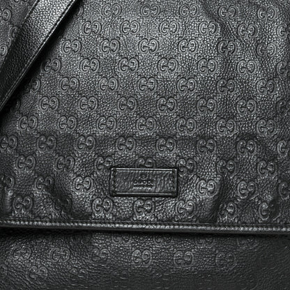 Gucci Guccissima Medium Flap Messenger Bag Black 8 of 13