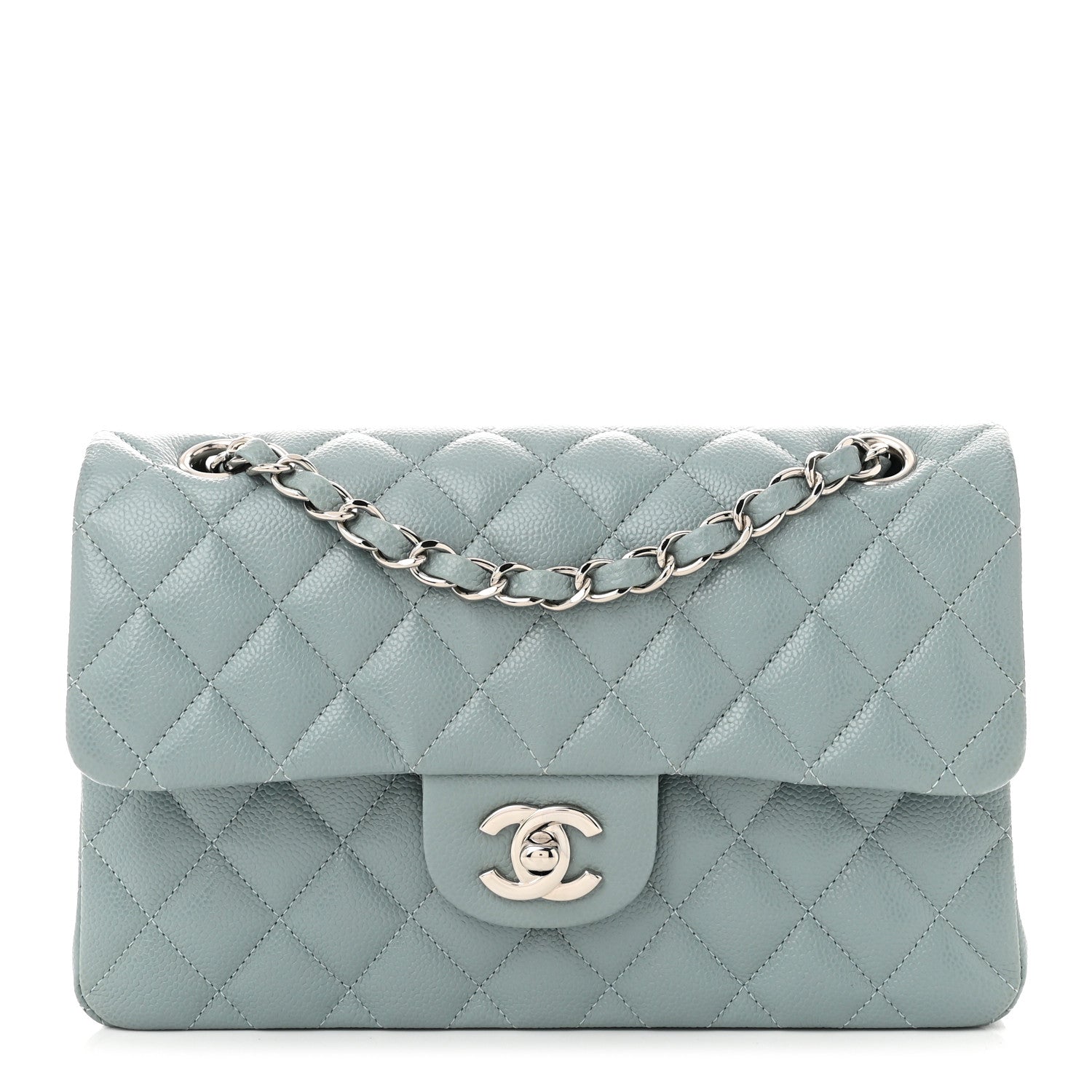 Chanel Caviar Quilted Small Double Flap Light Blue 1 of 10