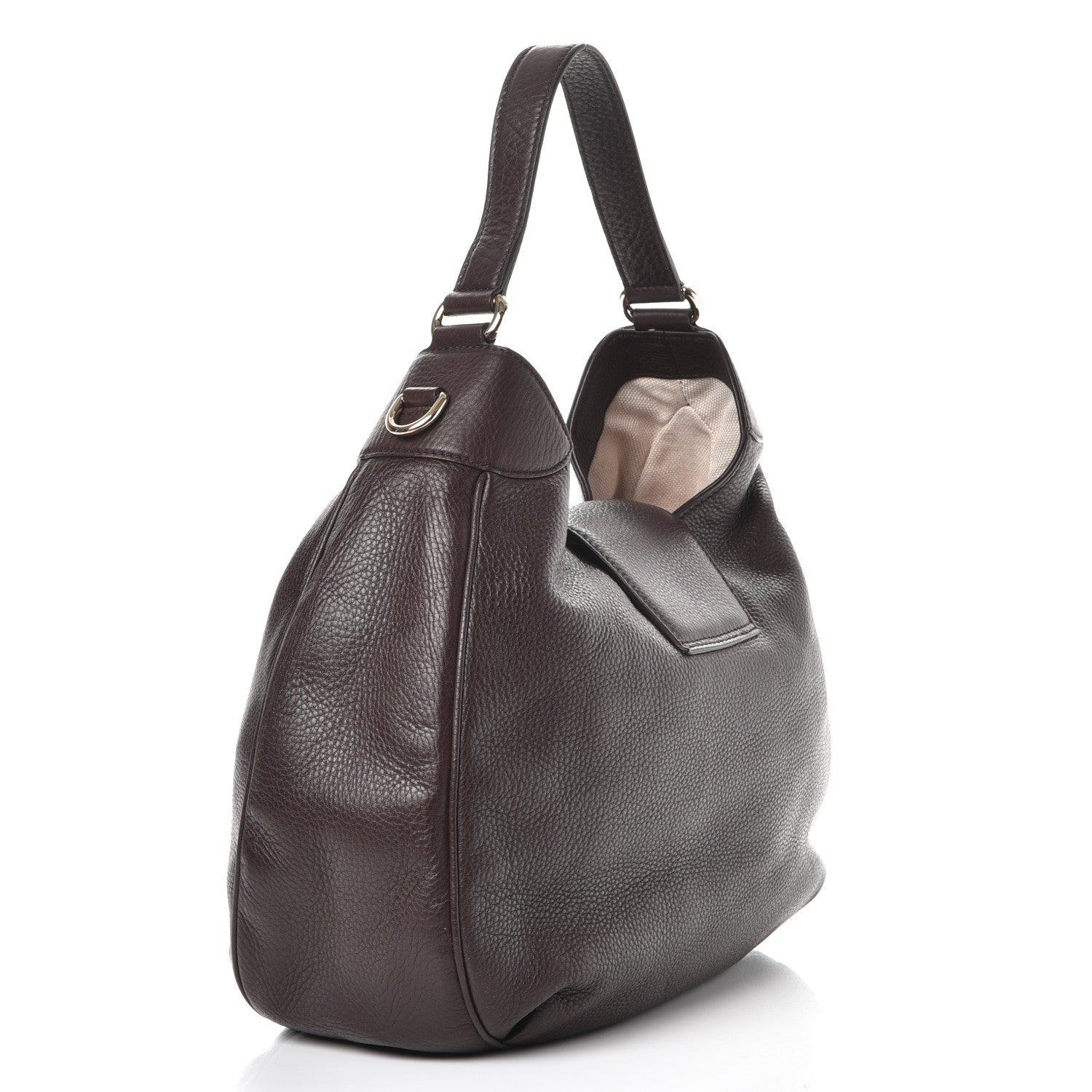 Gucci Calfskin Web Medium Dressage Hobo Coffee Brown 3 of 7