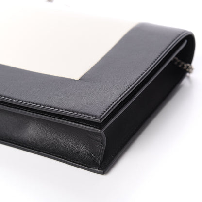 Celine Smooth Lambskin Frame Evening Chain Clutch Black White 7 of 7