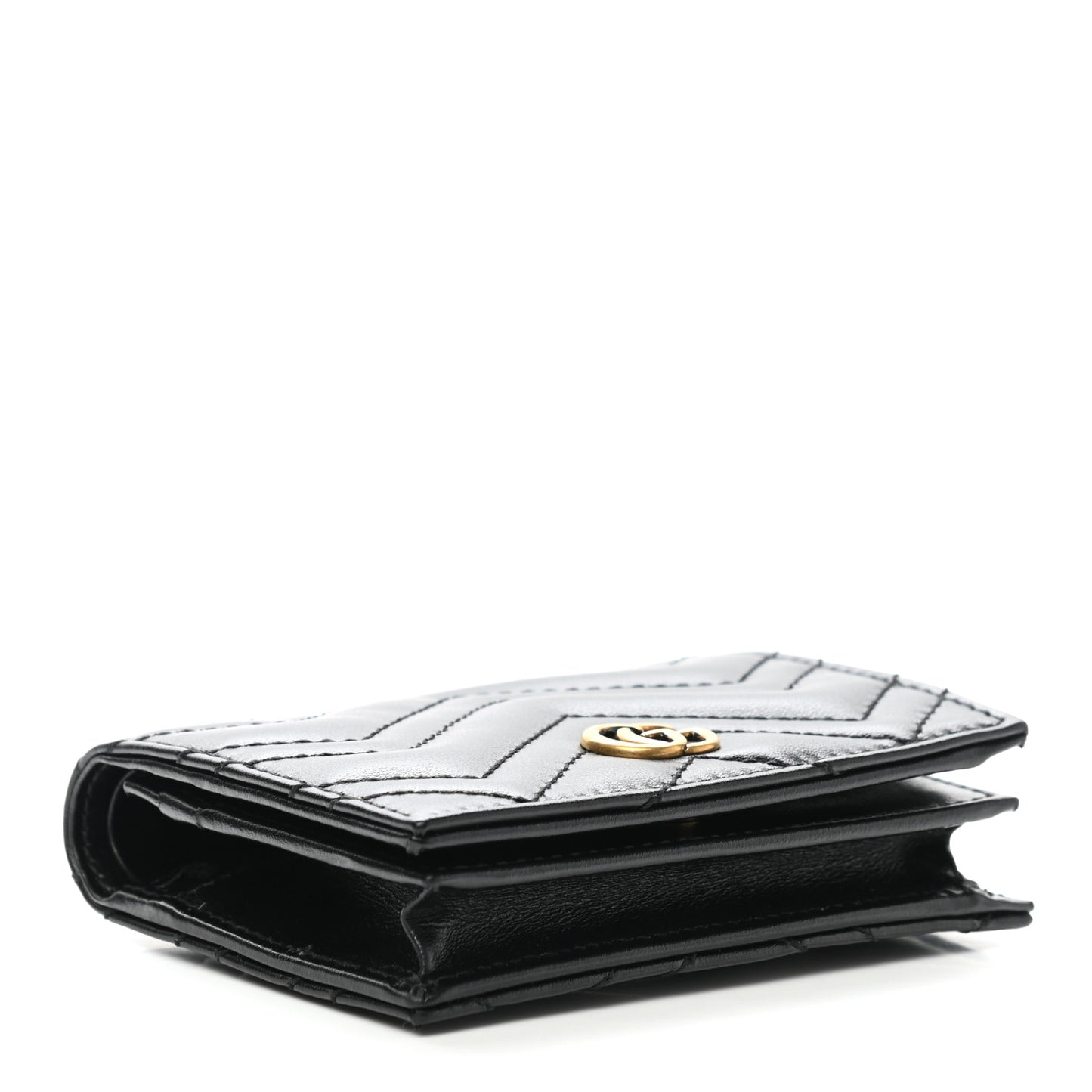 Calfskin Matelasse GG Marmont Card Case Wallet Black