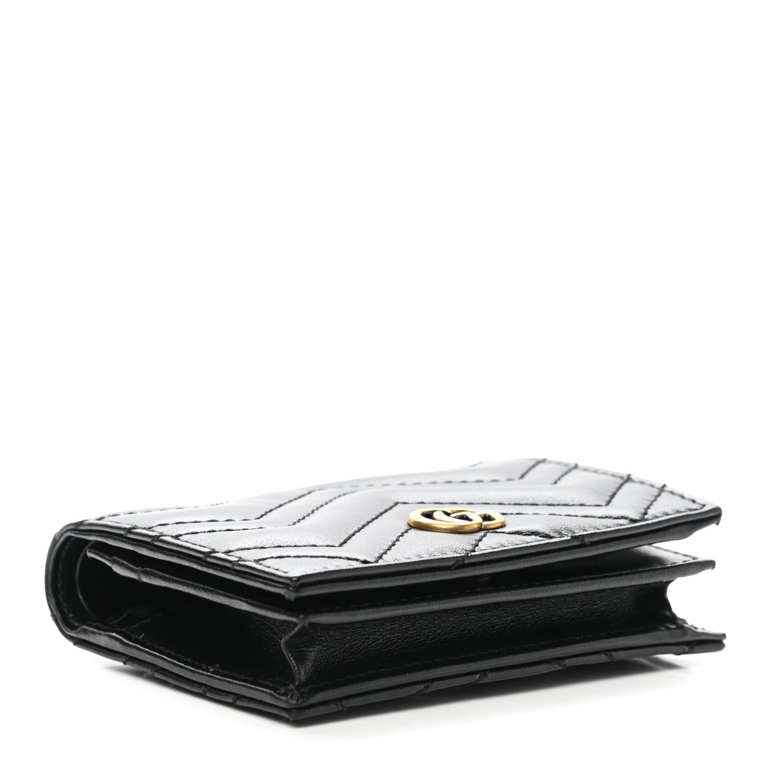 Gucci Calfskin Matelasse GG Marmont Card Case Wallet Black 4 of 9