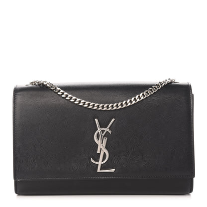 Saint Laurent Grain De Poudre Medium Classic Monogram Kate Satchel Black 1 of 10