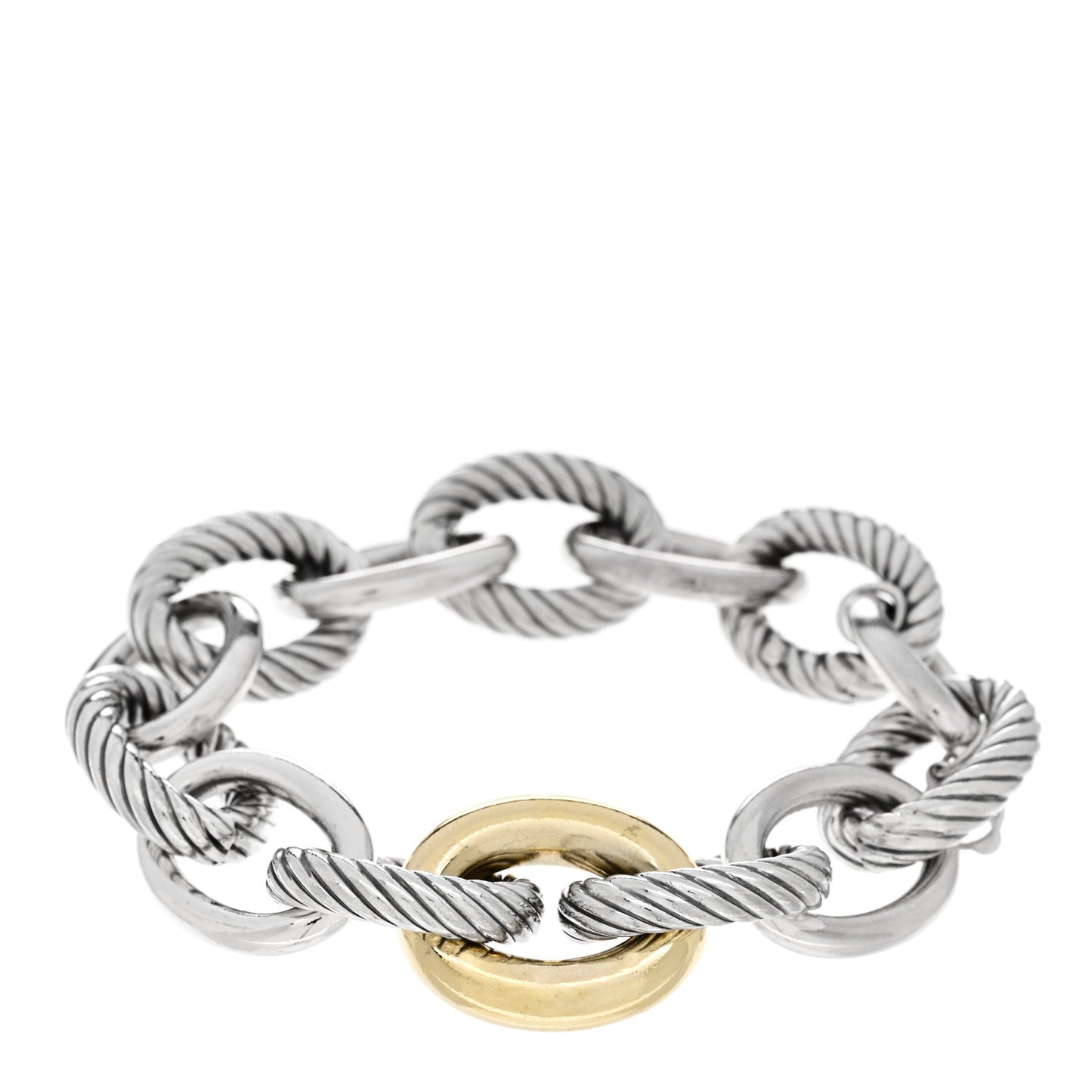 Sterling Silver 18K Yellow Gold 19mm Extra Large Oval Link Bracelet