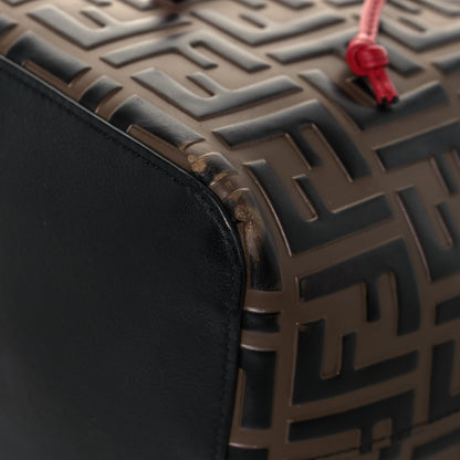 Fendi Vitello Grace F is Fendi Bi-Color FF 1974 Embossed Grande Mon Tresor Bucket Bag Maya Black Fragola 10 of 15