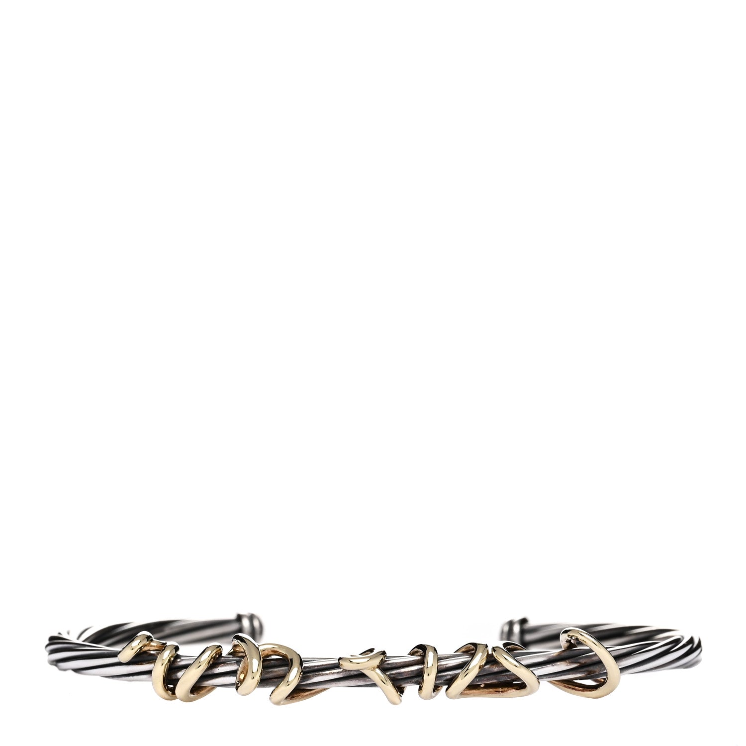 David Yurman Sterling Silver 14K Yellow Gold DY Whispers I Love You Bracelet 1 of 3