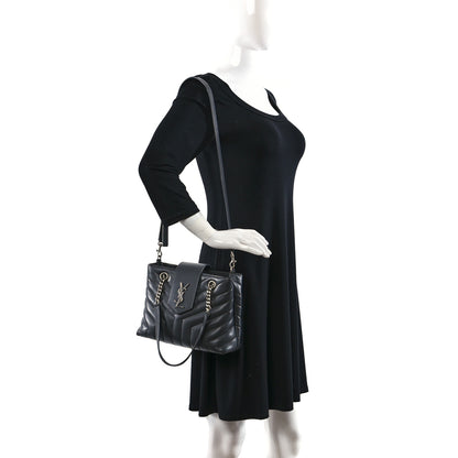 Saint Laurent Calfskin Y Quilted Monogram Small Loulou Shopper Grey 2 of 9