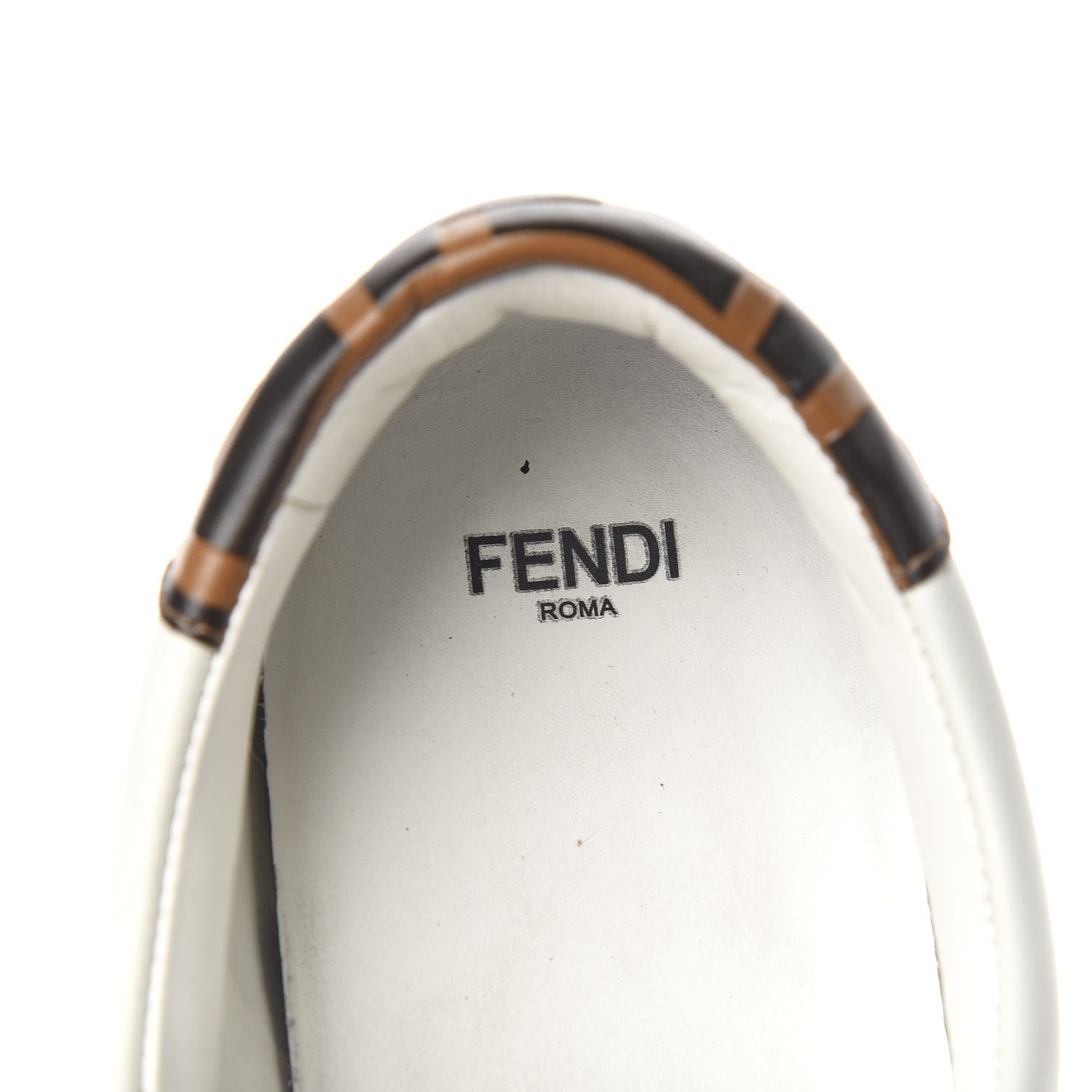 Fendi Vitello FF Embossed Pearland Slip On Sneakers 40 White Tobacco Moro 7 of 8