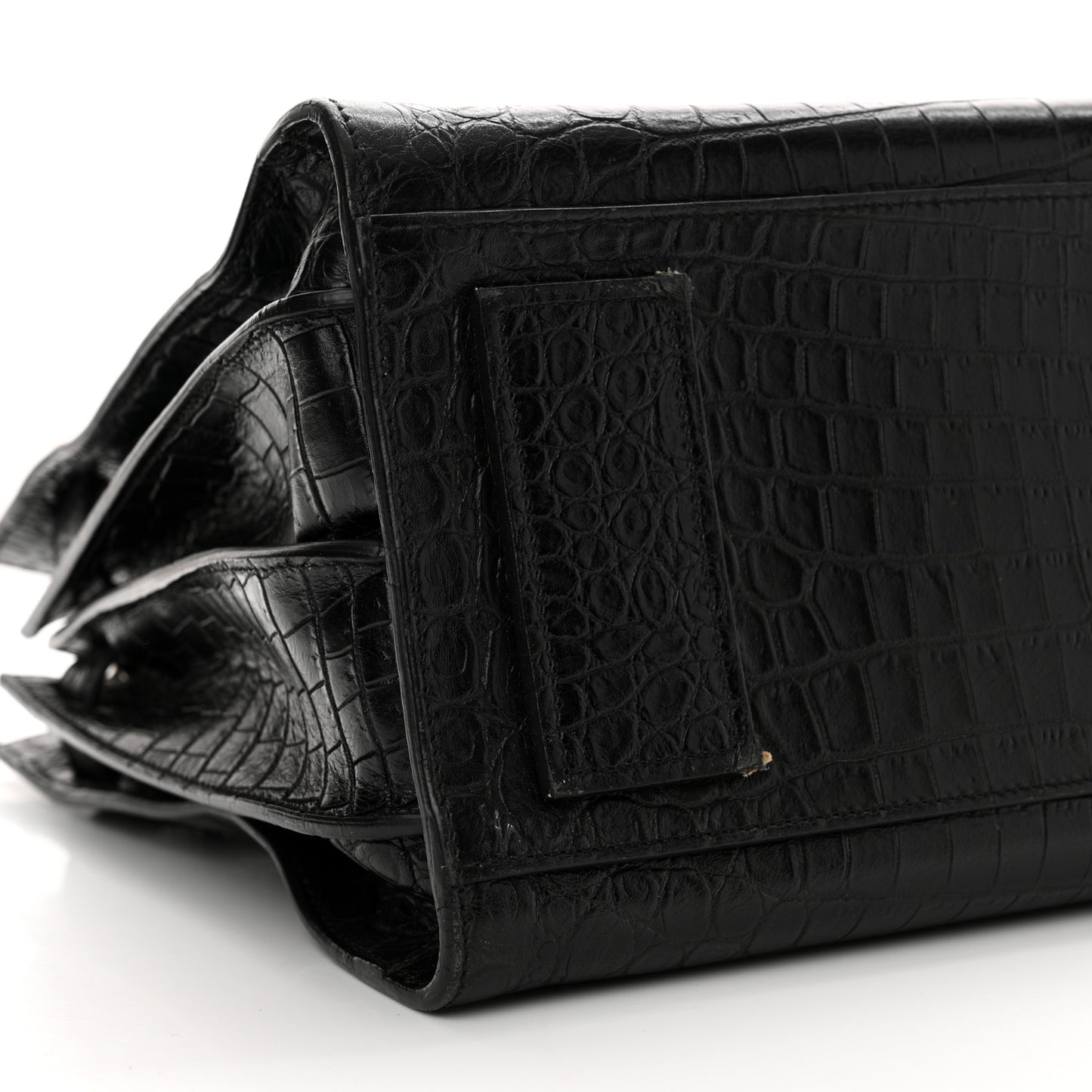 Calfskin Crocodile Embossed Small Supple Sac de Jour Black