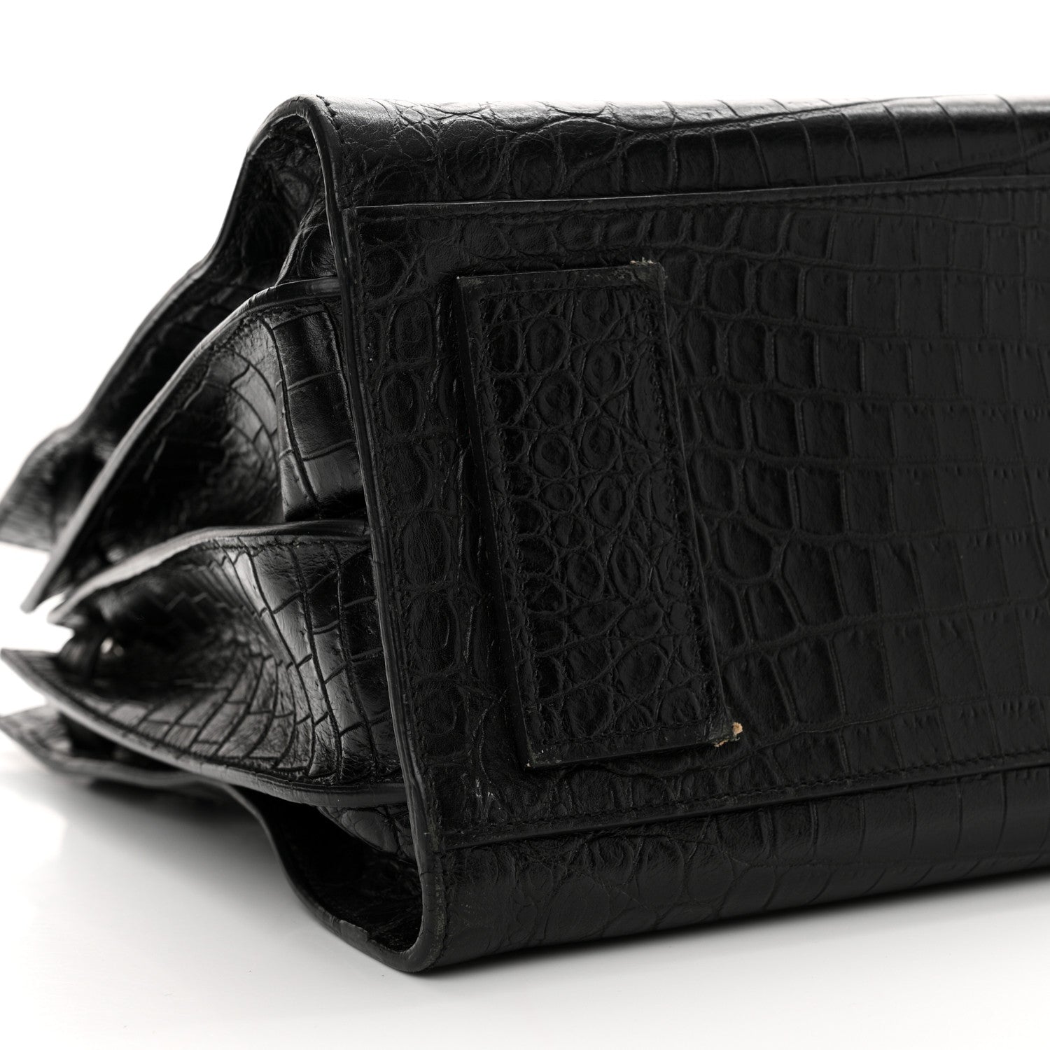 Saint Laurent Calfskin Crocodile Embossed Small Supple Sac de Jour Black 9 of 21
