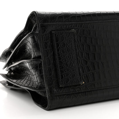 Saint Laurent Calfskin Crocodile Embossed Small Supple Sac de Jour Black 9 of 21