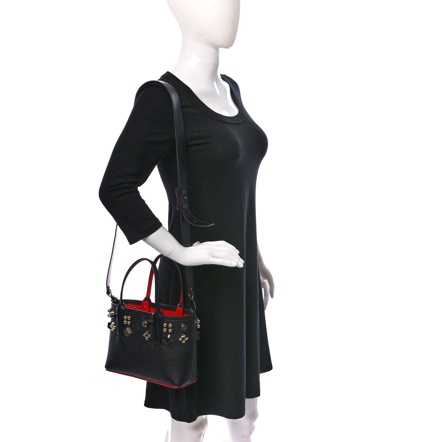 Calfskin Empire Spike Studded Mini East West Cabata Tote Black