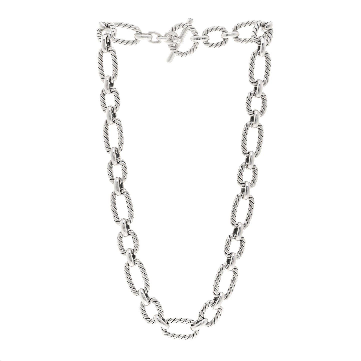 Sterling Silver Blue Sapphire 12.5mm Cushion Link Chain Necklace