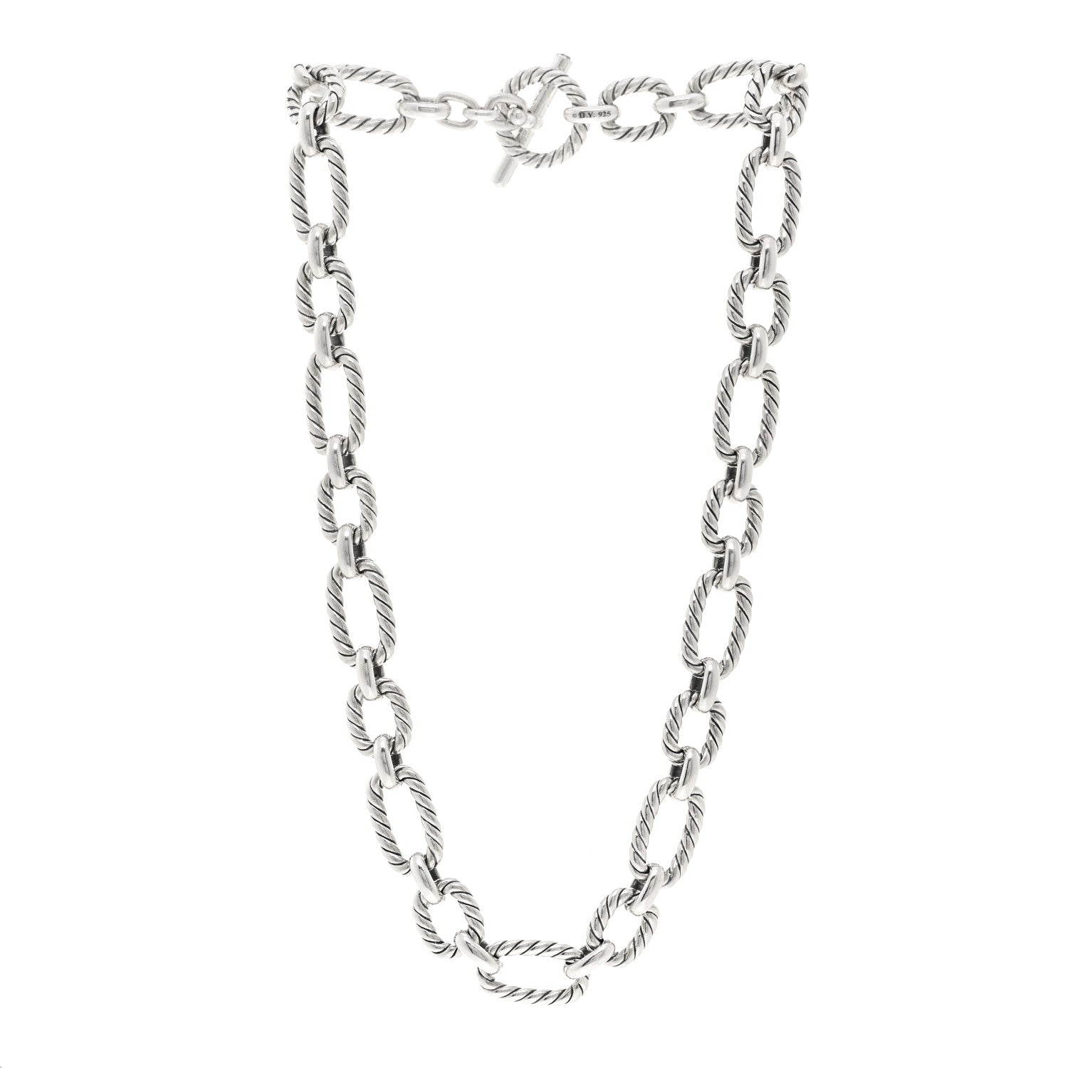 David Yurman Sterling Silver Blue Sapphire 12.5mm Cushion Link Chain Necklace 3 of 5