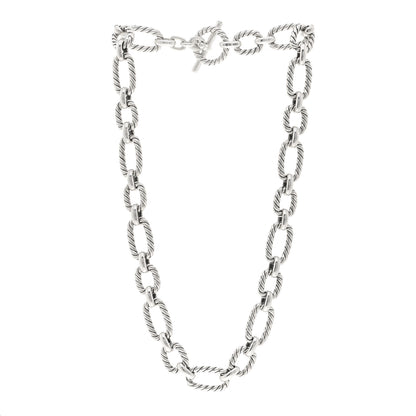 David Yurman Sterling Silver Blue Sapphire 12.5mm Cushion Link Chain Necklace 3 of 5