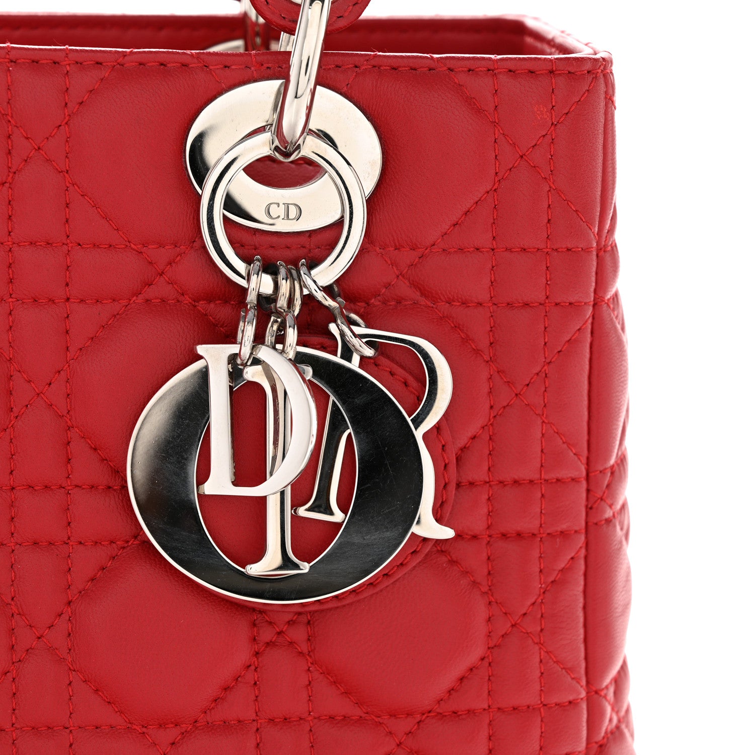 Christian Dior Lambskin Cannage Medium Lady Dior Red 13 of 14
