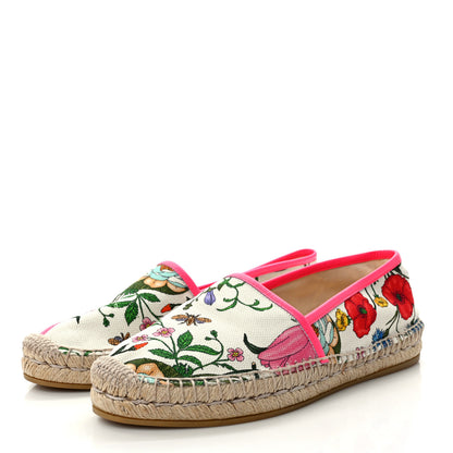 Gucci Canvas Flora Print Espadrilles 39 White Multicolor Fuxia 3 of 9