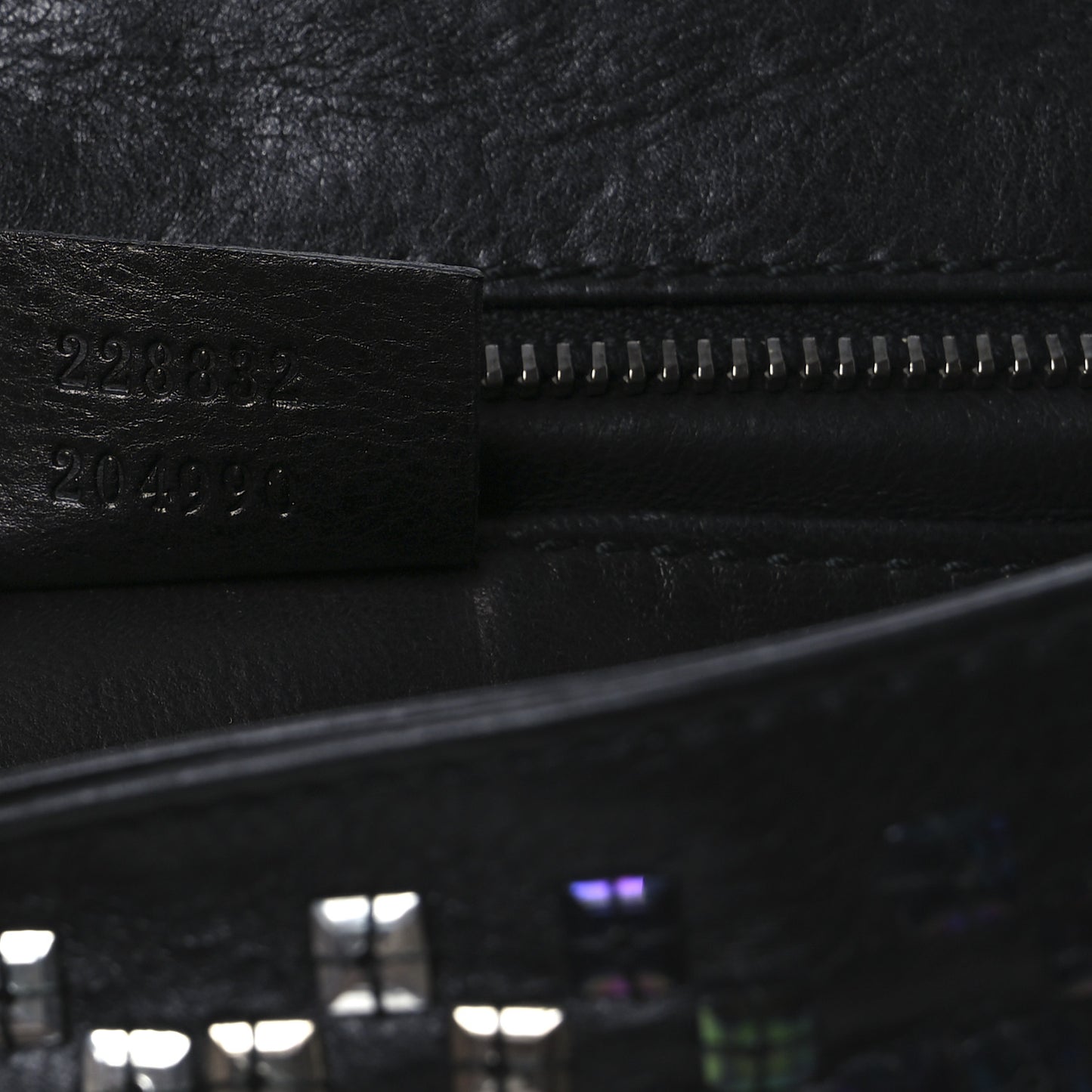 Calfskin Studded Evening Clutch  Black Silver