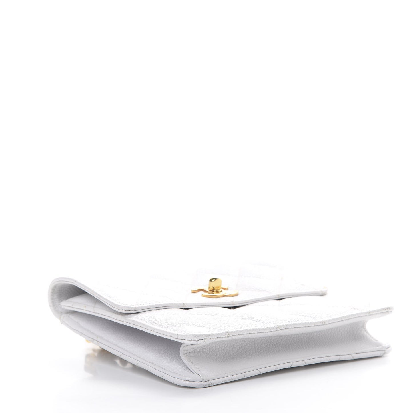 Caviar Quilted Single Flap Shoulder Bag White