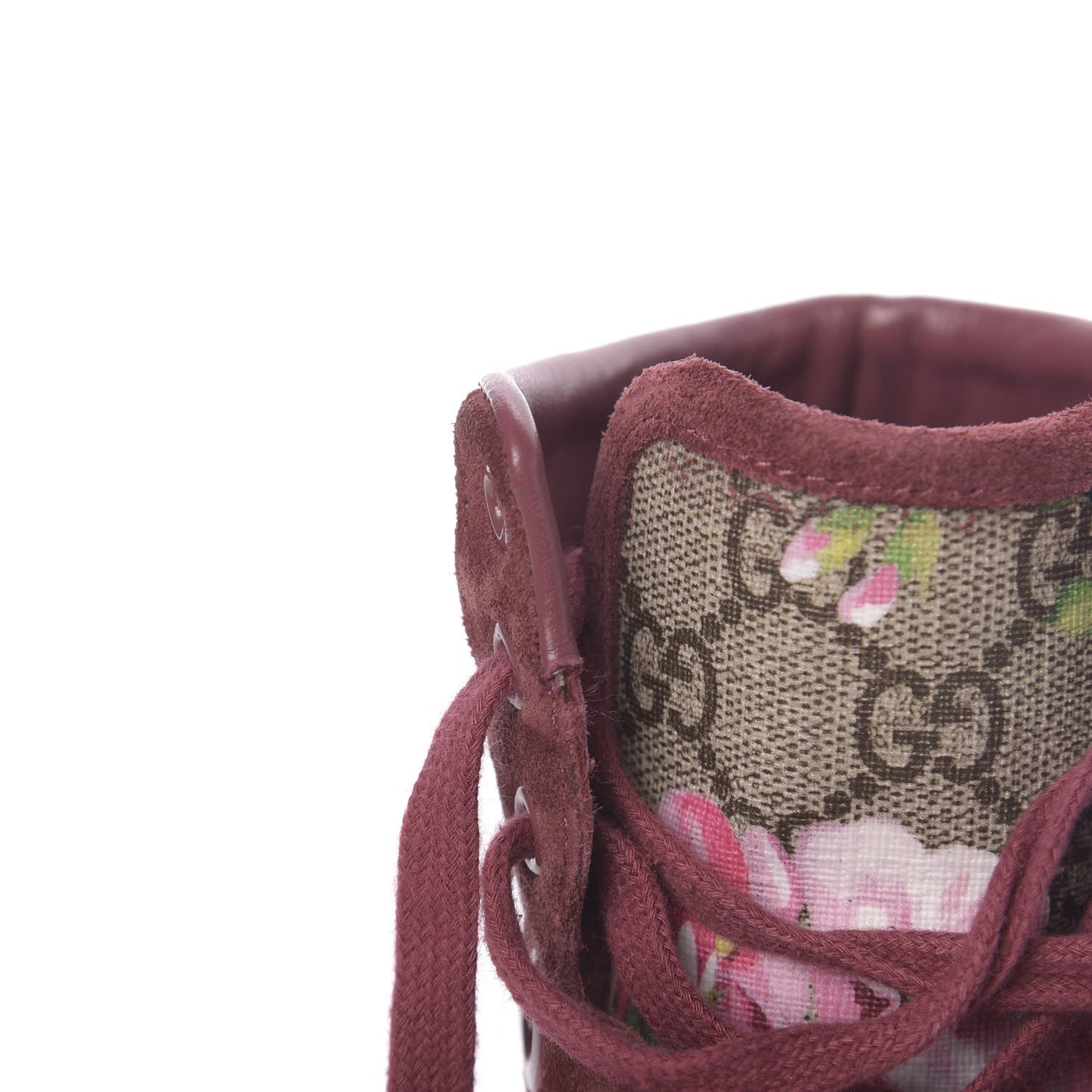 GG Supreme Monogram Blooms Womens High Top Sneakers 37 Beige Multicolor Dry Rose